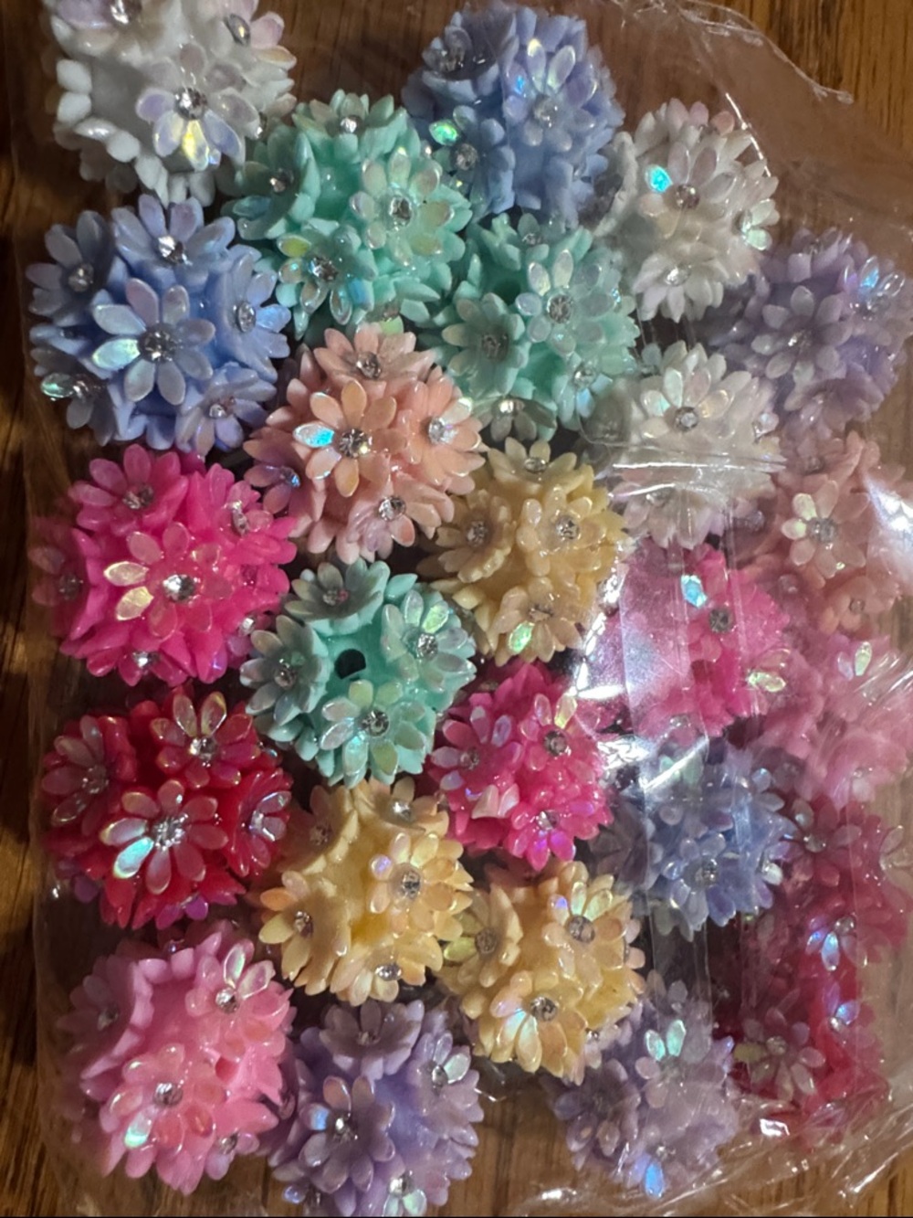 25 pc Assorted Floral Resin beads - Pastel & Bright Colors